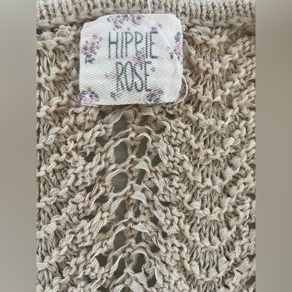 Beige Knit Boho Top with Tie Front M - Picture 5 of 5